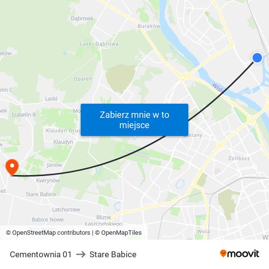 Cementownia to Stare Babice map