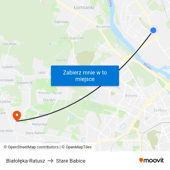 Białołęka - Ratusz to Stare Babice map