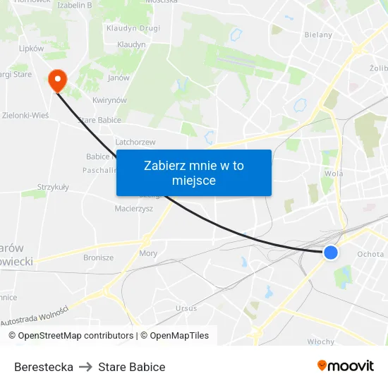 Berestecka to Stare Babice map
