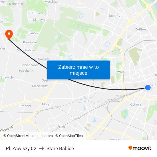 Pl. Zawiszy to Stare Babice map