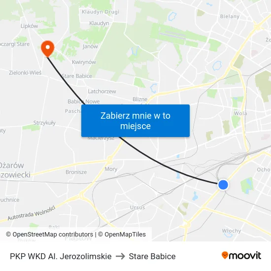 PKP WKD Al. Jerozolimskie to Stare Babice map