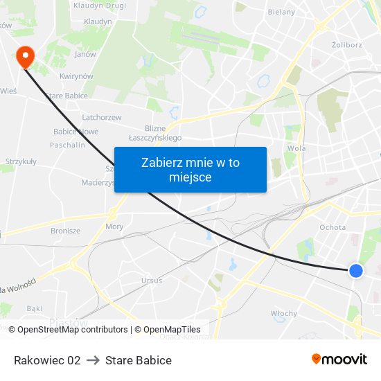 Rakowiec 02 to Stare Babice map