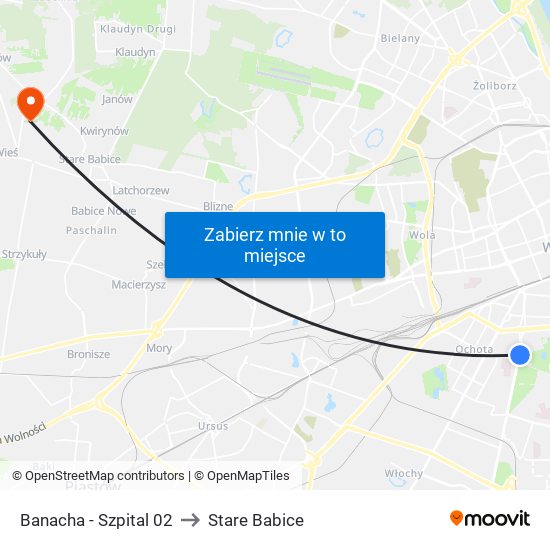 Banacha - Szpital 02 to Stare Babice map