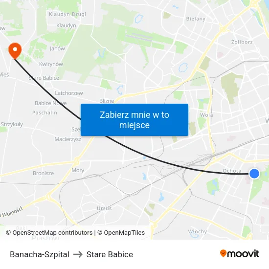 Banacha - Szpital to Stare Babice map