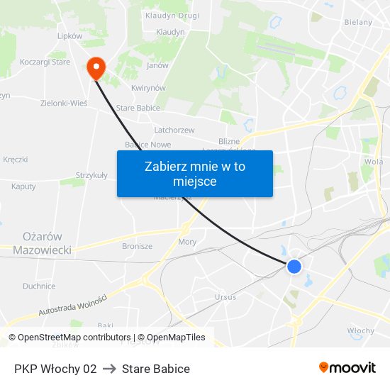 PKP Włochy 02 to Stare Babice map