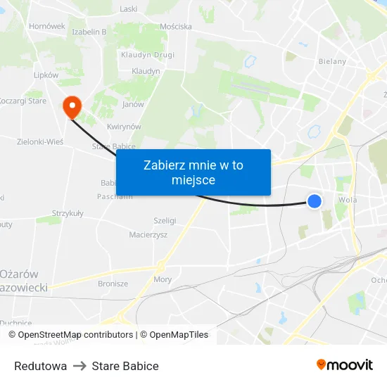 Redutowa to Stare Babice map