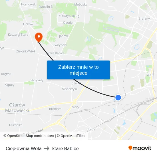 Ciepłownia Wola to Stare Babice map