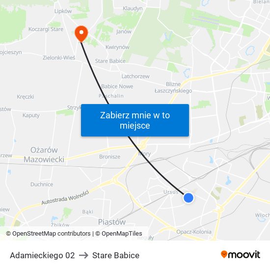 Adamieckiego 02 to Stare Babice map