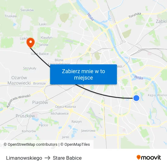 Limanowskiego to Stare Babice map