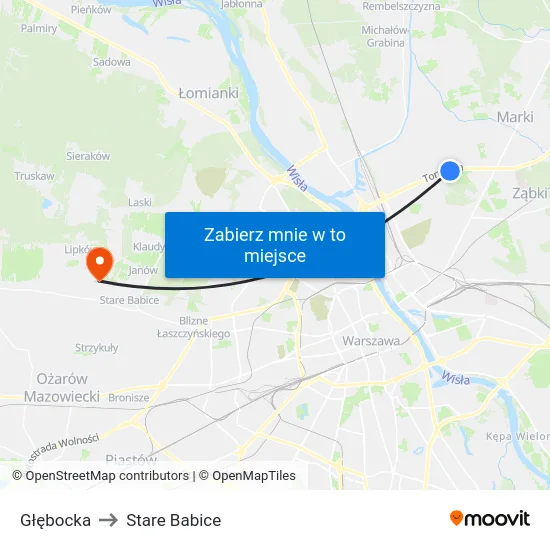 Głębocka to Stare Babice map