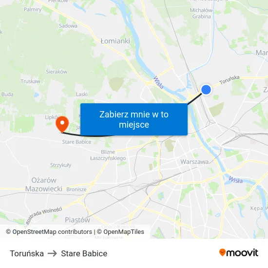 Toruńska to Stare Babice map