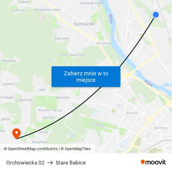 Orchowiecka 02 to Stare Babice map