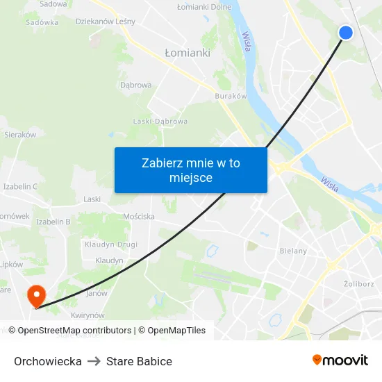 Orchowiecka to Stare Babice map