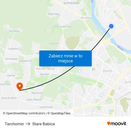 Tarchomin to Stare Babice map