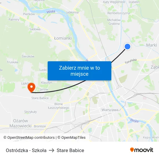 Ostródzka - Szkoła to Stare Babice map