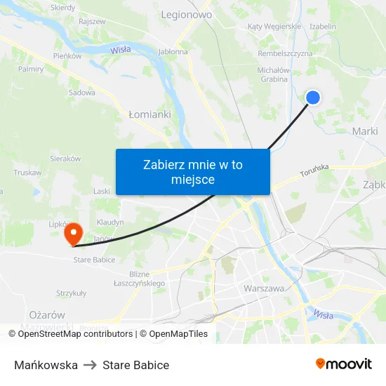 Mańkowska to Stare Babice map