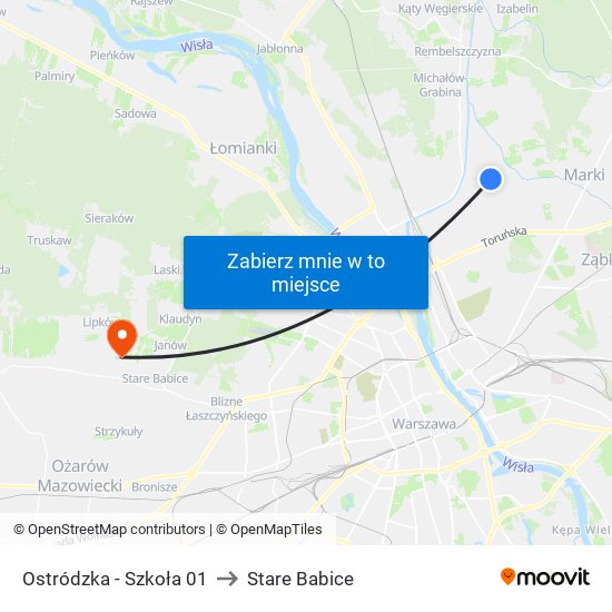 Ostródzka - Szkoła 01 to Stare Babice map