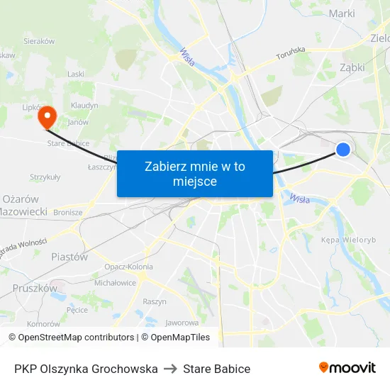 PKP Olszynka Grochowska to Stare Babice map