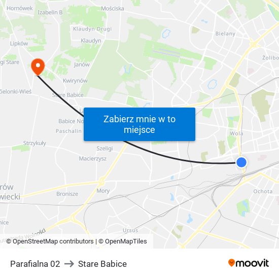 Parafialna 02 to Stare Babice map