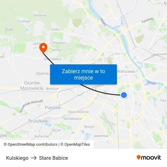 Kulskiego to Stare Babice map
