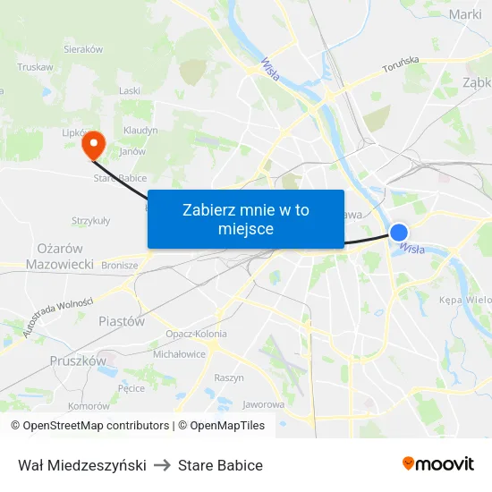 Wał Miedzeszyński to Stare Babice map