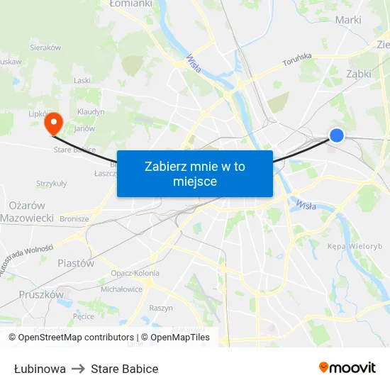 Łubinowa to Stare Babice map