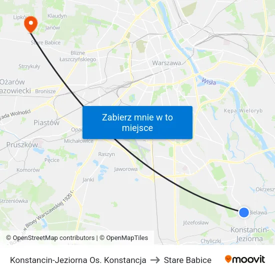 Konstancin-Jeziorna Os. Konstancja to Stare Babice map