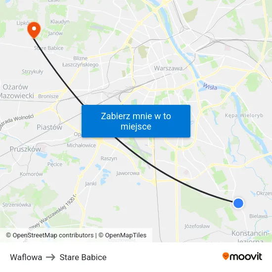 Waflowa to Stare Babice map