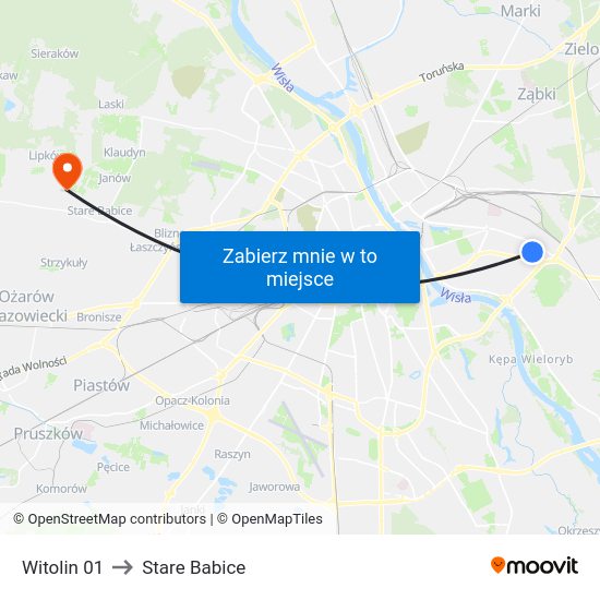 Witolin to Stare Babice map