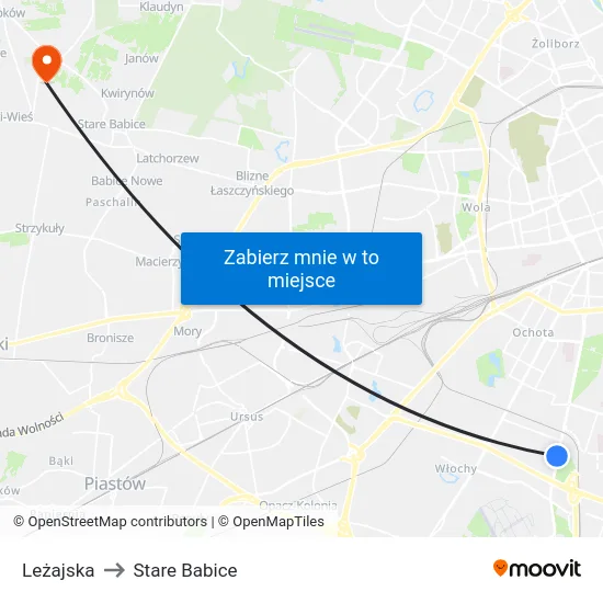 Leżajska to Stare Babice map