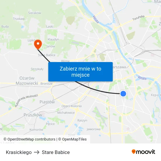Krasickiego to Stare Babice map