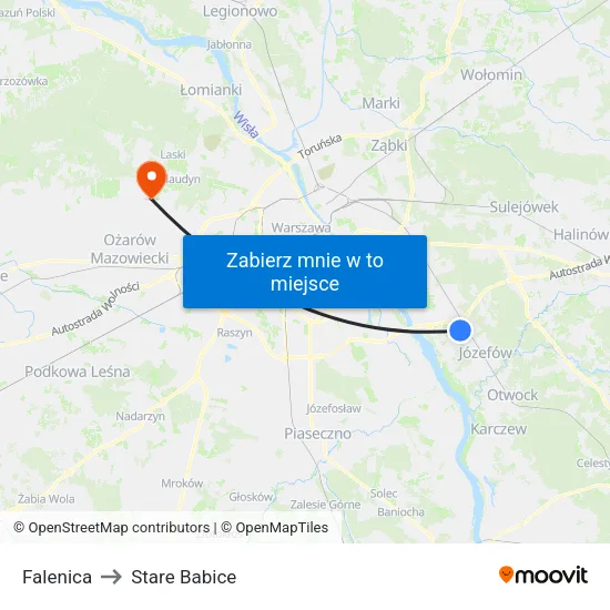 Falenica to Stare Babice map