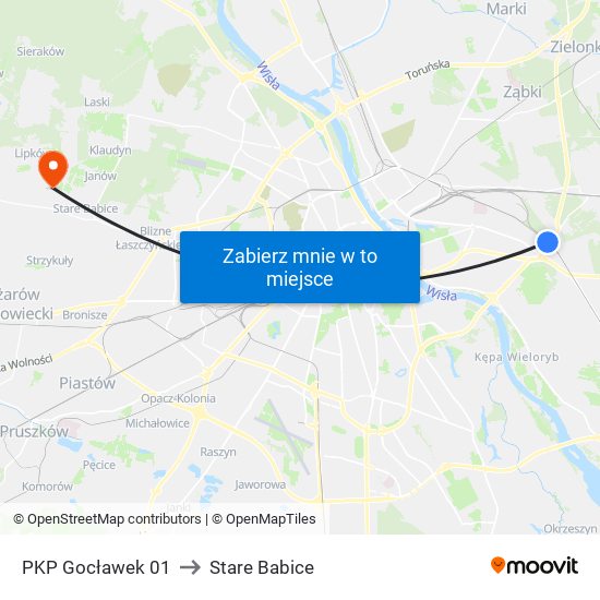 PKP Gocławek 01 to Stare Babice map