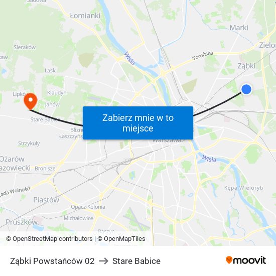 Ząbki Powstańców 02 to Stare Babice map