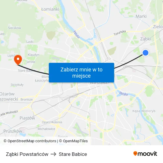 Ząbki Powstańców to Stare Babice map