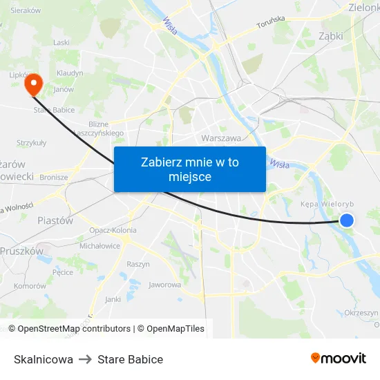 Skalnicowa to Stare Babice map