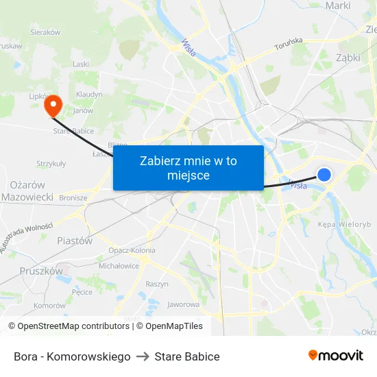 Bora - Komorowskiego to Stare Babice map