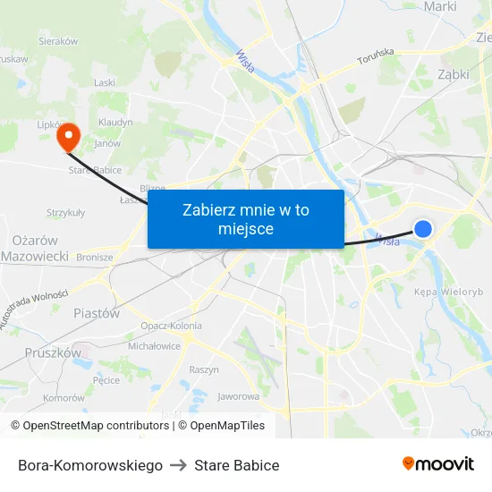 Bora - Komorowskiego to Stare Babice map