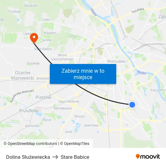 Dolina Służewiecka to Stare Babice map