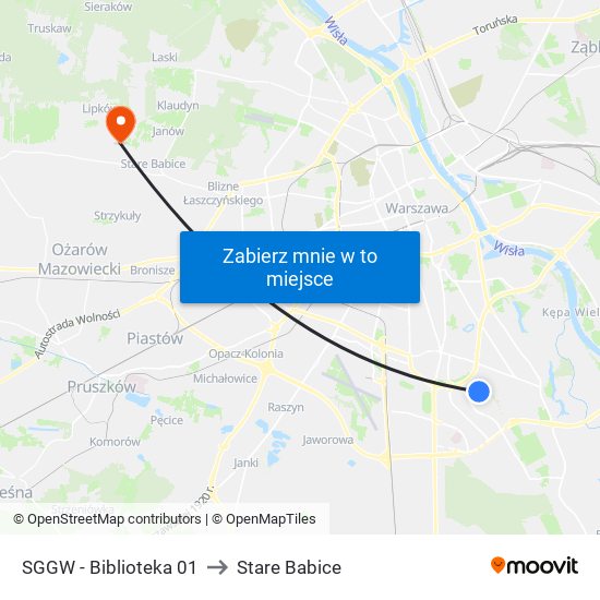 Sggw-Biblioteka to Stare Babice map