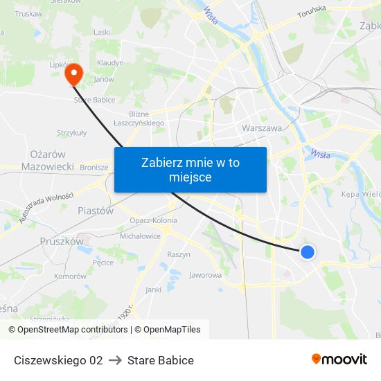 Ciszewskiego 02 to Stare Babice map