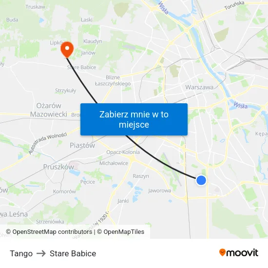 Tango to Stare Babice map