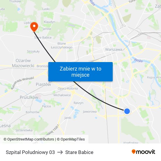 Szpital Południowy to Stare Babice map