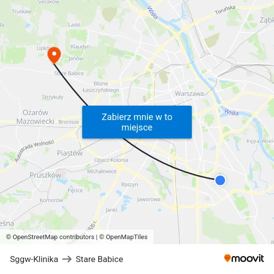 SGGW - Klinika to Stare Babice map