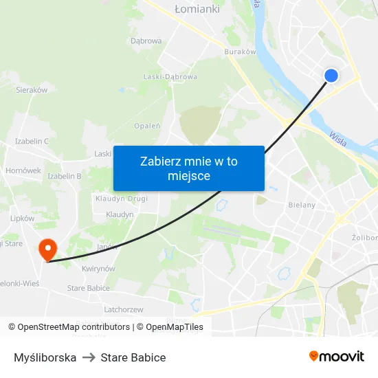 Myśliborska to Stare Babice map