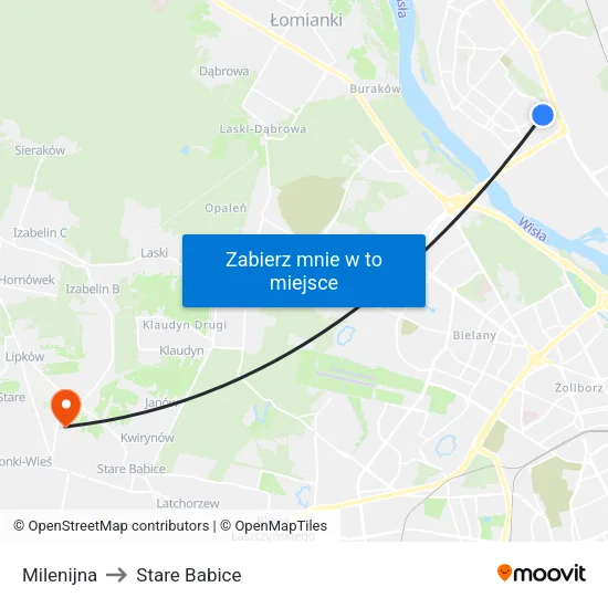 Milenijna to Stare Babice map