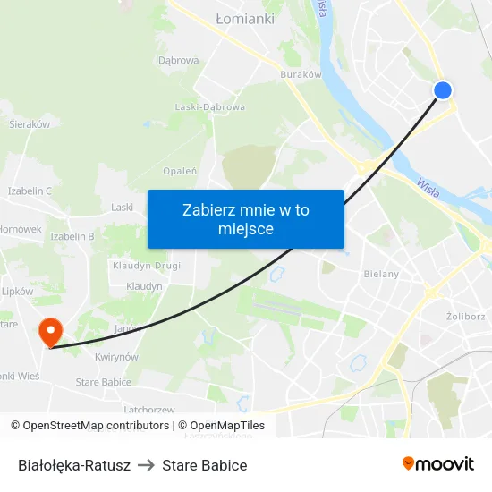 Białołęka - Ratusz to Stare Babice map