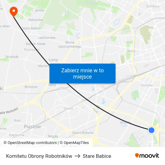 Komitetu Obrony Robotników to Stare Babice map