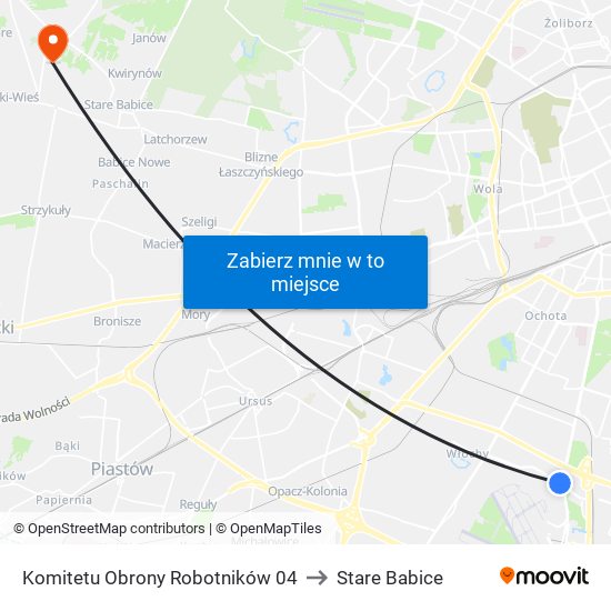 Komitetu Obrony Robotników 04 to Stare Babice map