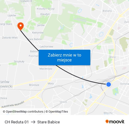 CH Reduta 01 to Stare Babice map
